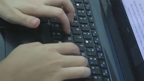Computer keyboard typing with fingers Stock Footage 70375717
