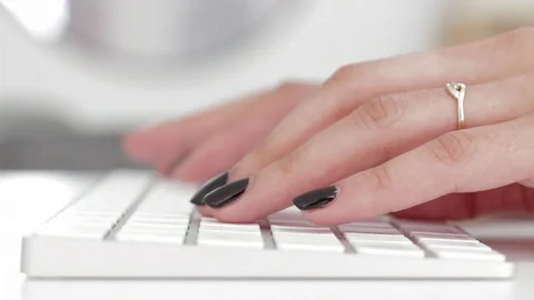 Computer keyboard typing hands Stock Footage 98677303