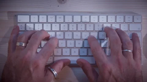 Computer Keyboard Typing Hands in Modern Office Stock Footage 336683663