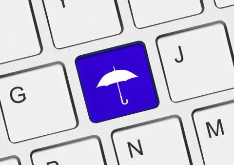 Computer keyboard with umbrella key Stock Photos