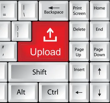 Computer Keyboard with Upload Stock Illustration