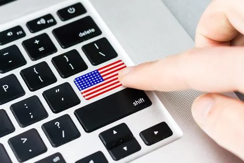 Computer keyboard with the US flag on it Stock-Fotos