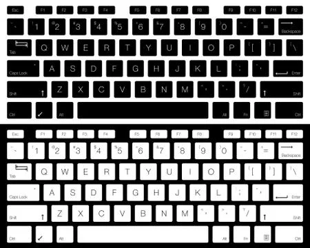 Computer Keyboard Vector Isolated. Black and White Version Stock Illustration