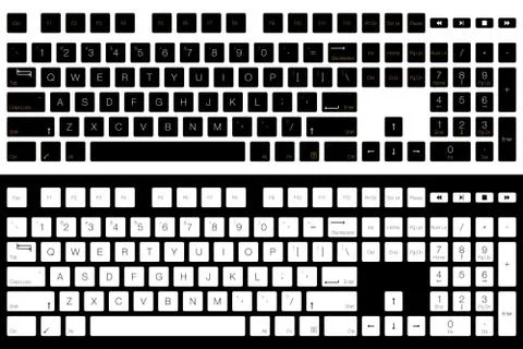 Computer Keyboard Vector Isolated. Black and White Version Stock Illustration