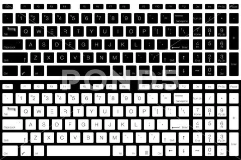 Computer Keyboard Vector Isolated. Black and White Version Stock Illustration