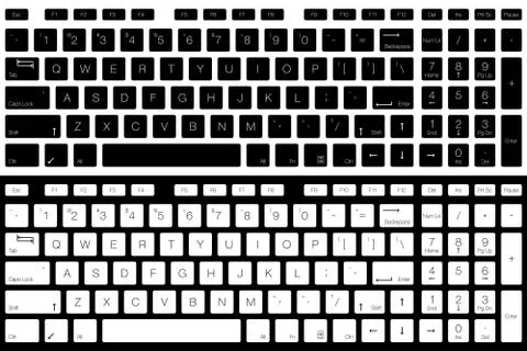 Computer Keyboard Vector Isolated. Black and White Version イラスト素材