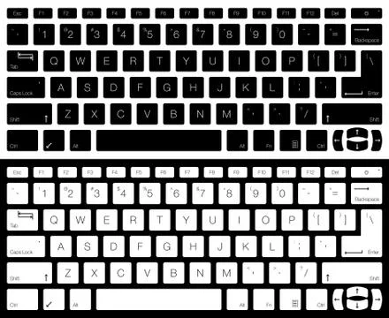 Computer Keyboard Vector Isolated. Black and White Version Stock Illustration