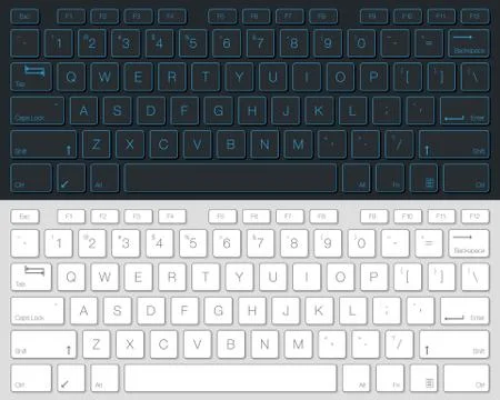 Computer Keyboard Vector Isolated. Gray and White Version Stock Illustration