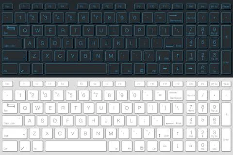 Computer Keyboard Vector Isolated. Gray and White Version Stock Illustration