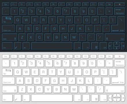 Computer Keyboard Vector Isolated. Gray and White Version Stock Illustration