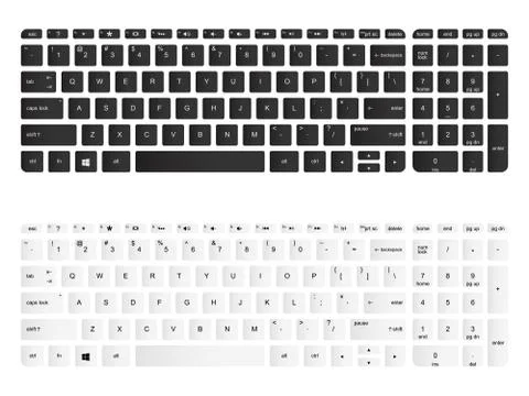 Computer keyboard vector isolated illustration. Black and white version Stock Illustration