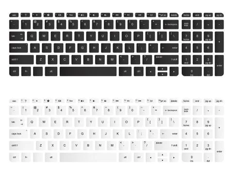 Computer keyboard vector isolated illustration. Black and white version Stock Illustration