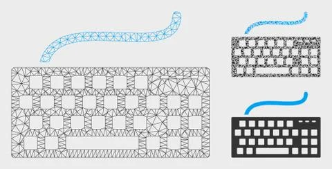 Computer Keyboard Vector Mesh Carcass Model and Triangle Mosaic Icon Stock Illustration