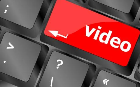 Computer keyboard with video key - technology background Stock Illustration