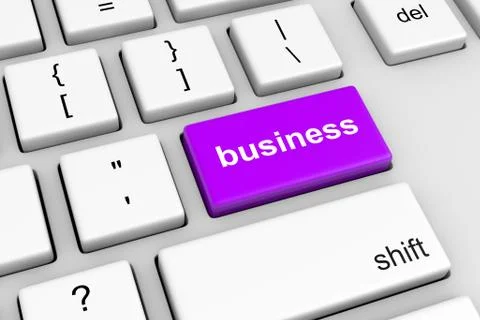 Computer Keyboard with Violet Business Button Illustration Stock Illustration