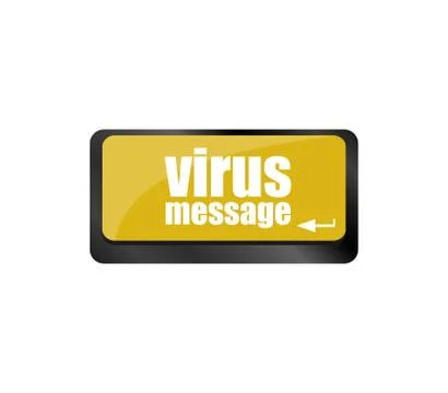 Computer keyboard with virus message key Stock Illustration