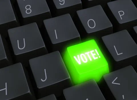 Computer Keyboard Vote Green Key Concept . 스톡 일러스트