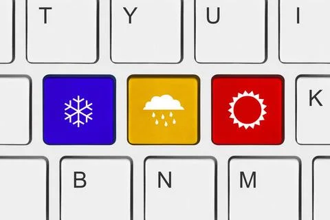 Computer keyboard with Weather key Computer keyboard with Weather key - te... Stock Photos
