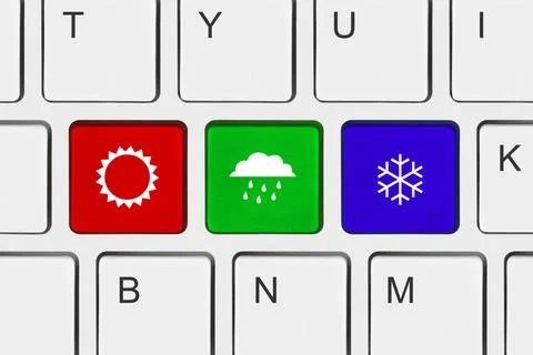 Computer keyboard with Weather key Computer keyboard with Weather key - te... Stock Photos