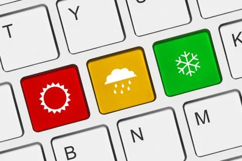 Computer keyboard with Weather key 스톡 사진