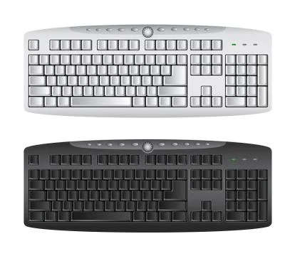 Computer keyboard in white and black color 스톡 일러스트