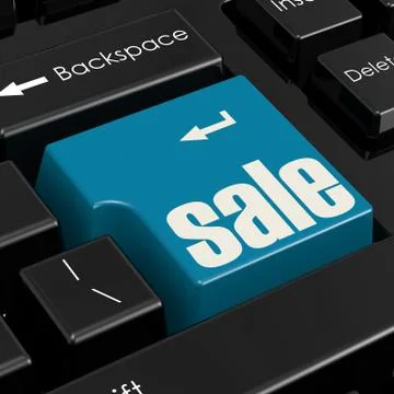 Computer keyboard with word sale button 스톡 일러스트