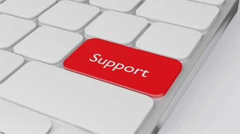 Computer keyboard with word Support , Business finance concept 3D randering 스톡 일러스트