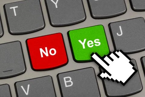 Computer keyboard with Yes and No keys 写真素材