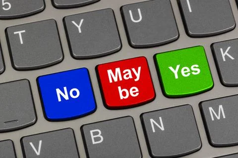 Computer keyboard with Yes No and Maybe keys 写真素材