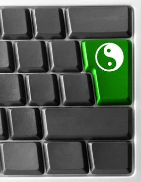 Computer keyboard with yin yan key Stock Illustration