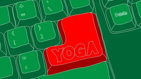 Computer Keyboard with Yoga text. Close-up of an electronic Computer Device p Stock Illustration