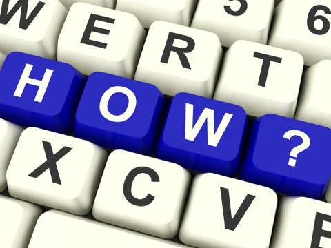 Computer keys with how question for asking advice 库存插图