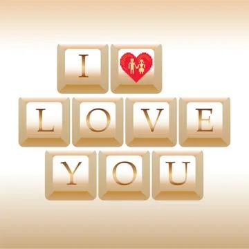 Computer keys i love you - illustration Stock Illustration