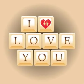 Computer keys i love you - illustration Stock Illustration