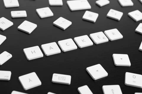 Computer keys spelling the word HACKER 스톡 사진