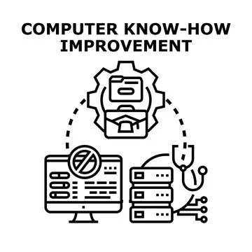 Computer know how improvement concept for digital skill development Illustrazione stock