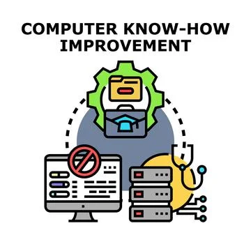 Computer know how improvement concept for digital skill development Stock Illustration