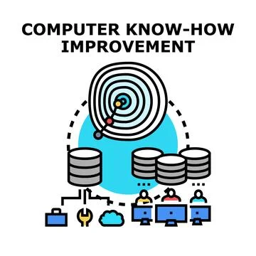 Computer know how improvement digital technology education process 스톡 일러스트