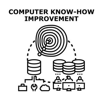 Computer know how improvement digital technology education process Illustrazione stock
