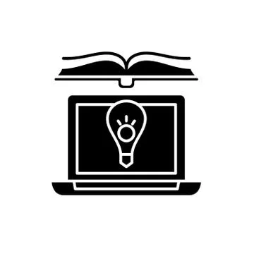 Computer knowledge black icon, vector sign on isolated background. Computer Illustrazione stock