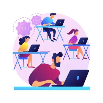 Computer Lab abstract concept vector illustration. Illustrazione stock