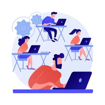 Computer Lab abstract concept vector illustration. Stock Illustration