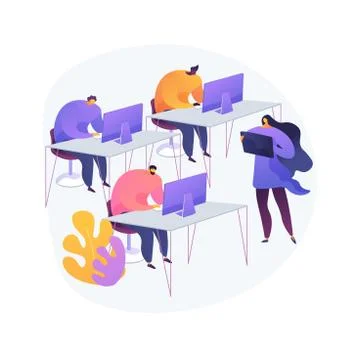 Computer Lab abstract concept vector illustration. Stock Illustration