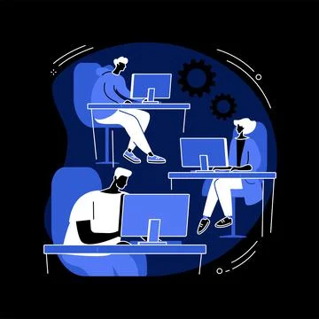 Computer Lab abstract concept vector illustration. Stock Illustration