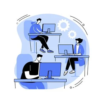 Computer Lab abstract concept vector illustration. Stock Illustration