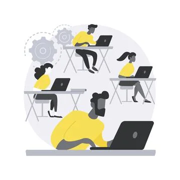 Computer Lab abstract concept vector illustration. Stock Illustration