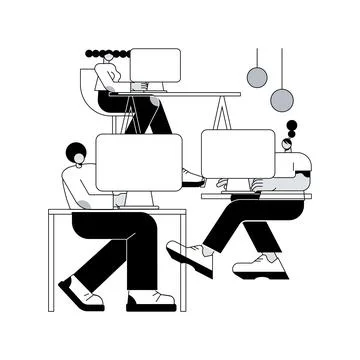 Computer Lab abstract concept vector illustration. Stock Illustration