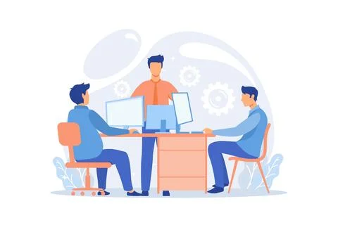 Computer Lab Advanced computer skills, information technology learning, uni.. Stock Illustration