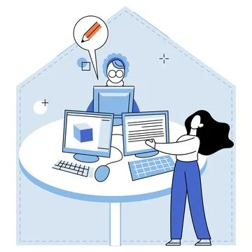 Computer lab. Automation has revolutionized industries, bringing efficiency and Ilustración de archivo