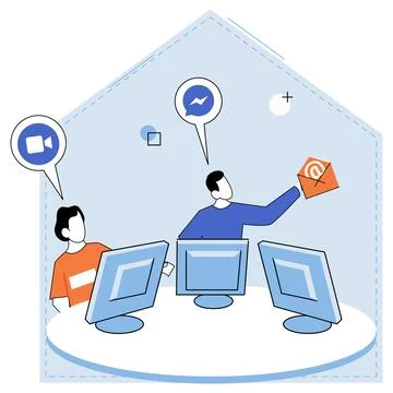 Computer lab. The computer lab is hub for exploring digital technology and Illustrazione stock